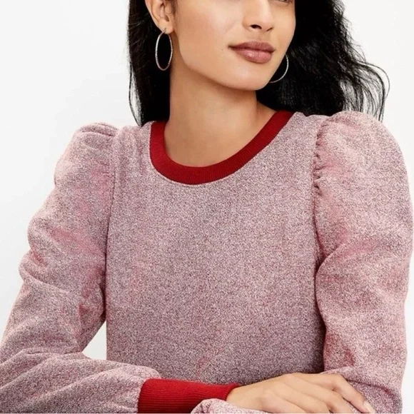 LOFT Red and White Patterned Sweater - Picture 3 of 16